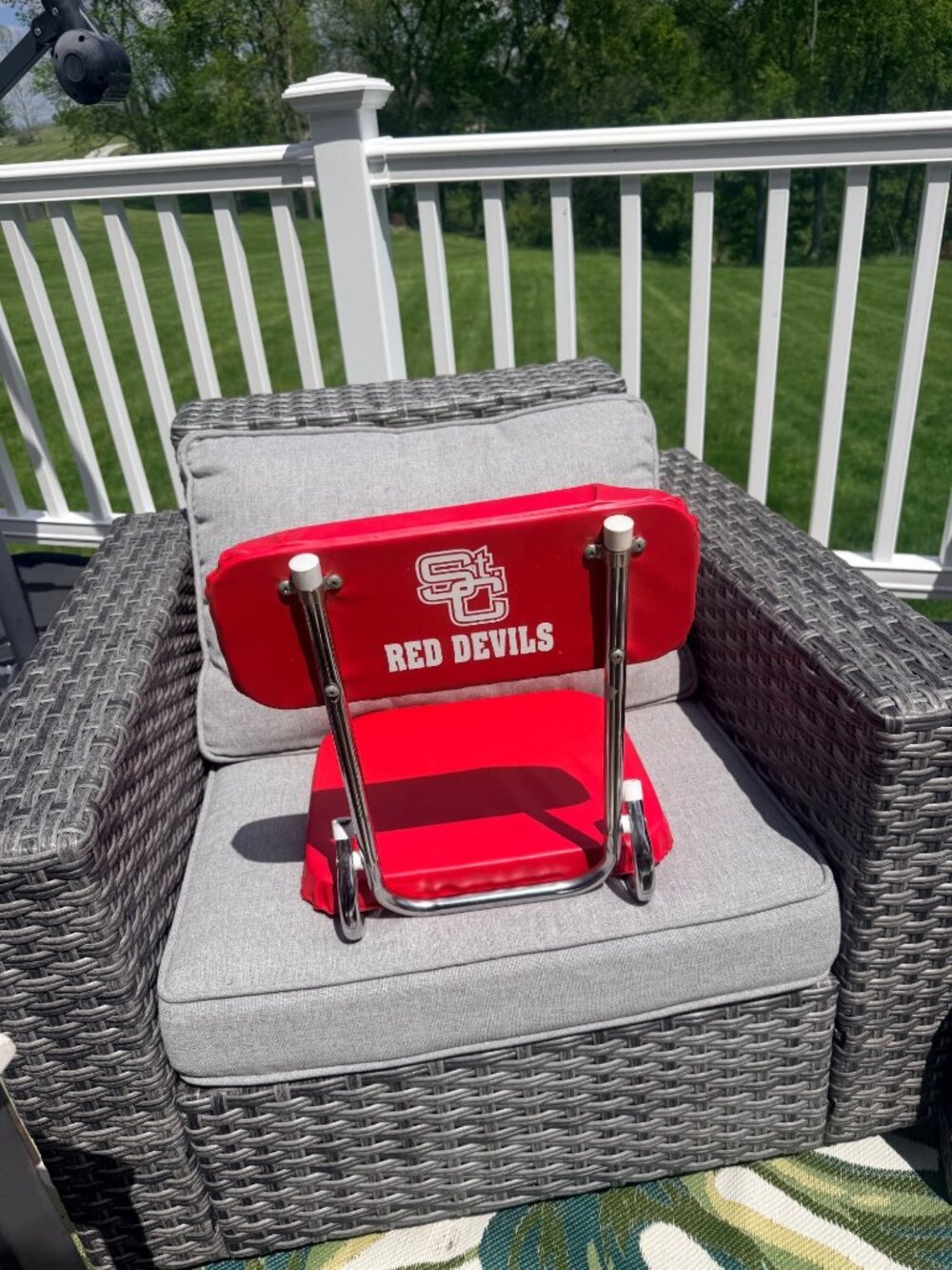 StC St Clairsville Ohio Red Devils Folding Stadium Seat With Backrest Red & Chro